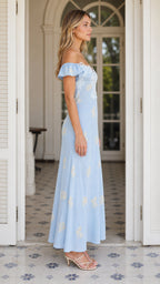 Side profile of Light Blue maxi dress