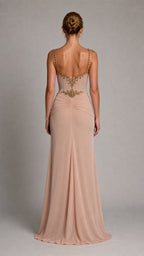 Back view of nude evening gown