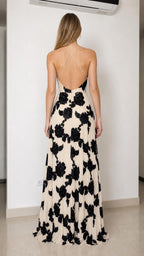 Back view showing open back and straps
