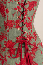 Close up of lace up back detail on floral maxi dress