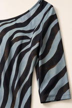 Close-up detail of fabric texture and zebra pattern