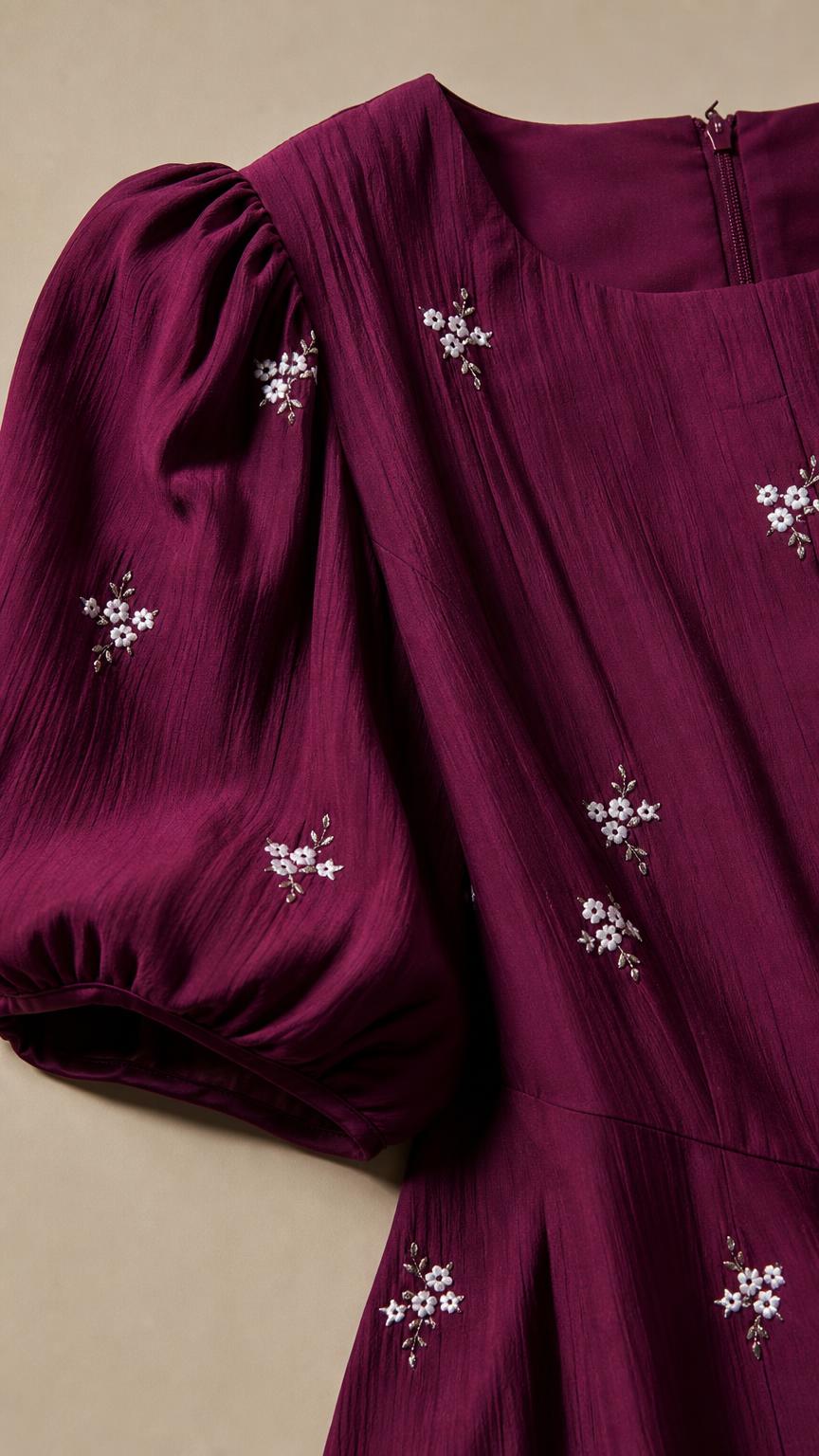 Close-up of sleeve and embroidery detail