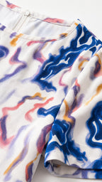 Close-up detail of fabric texture and abstract pattern