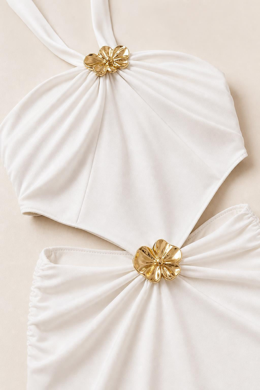Close-up of the gold hardware and fabric texture