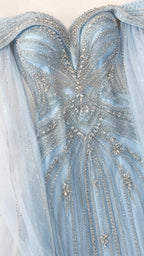 Close-up detail of crystal beadwork on the bodice