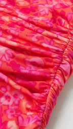 Close-up of ruched floral fabric texture