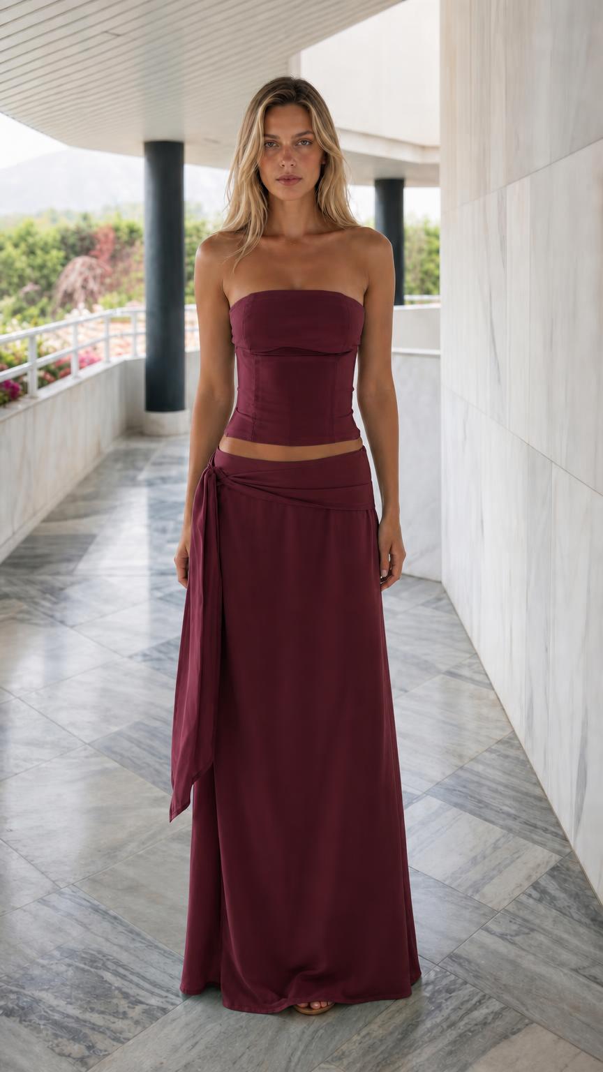 Front view in burgundy color variant