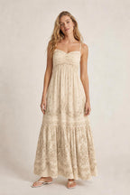 Full length view showcasing tiered skirt drape