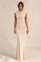 Full length view showcasing overall drape and fit